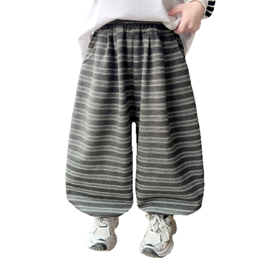 Boys' Dark Gray Loose Harem Pants