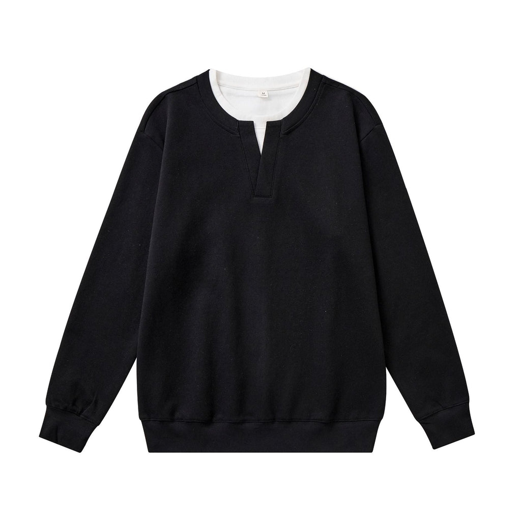 Men's Trendy Casual Faux Two-Piece Crew Neck Long Sleeve Pullover Sweatshirt eprolo