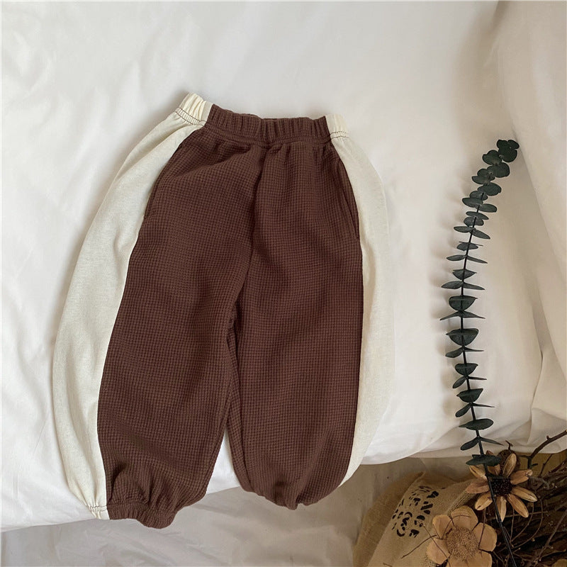Kids' Spliced Drawstring Sports Pants