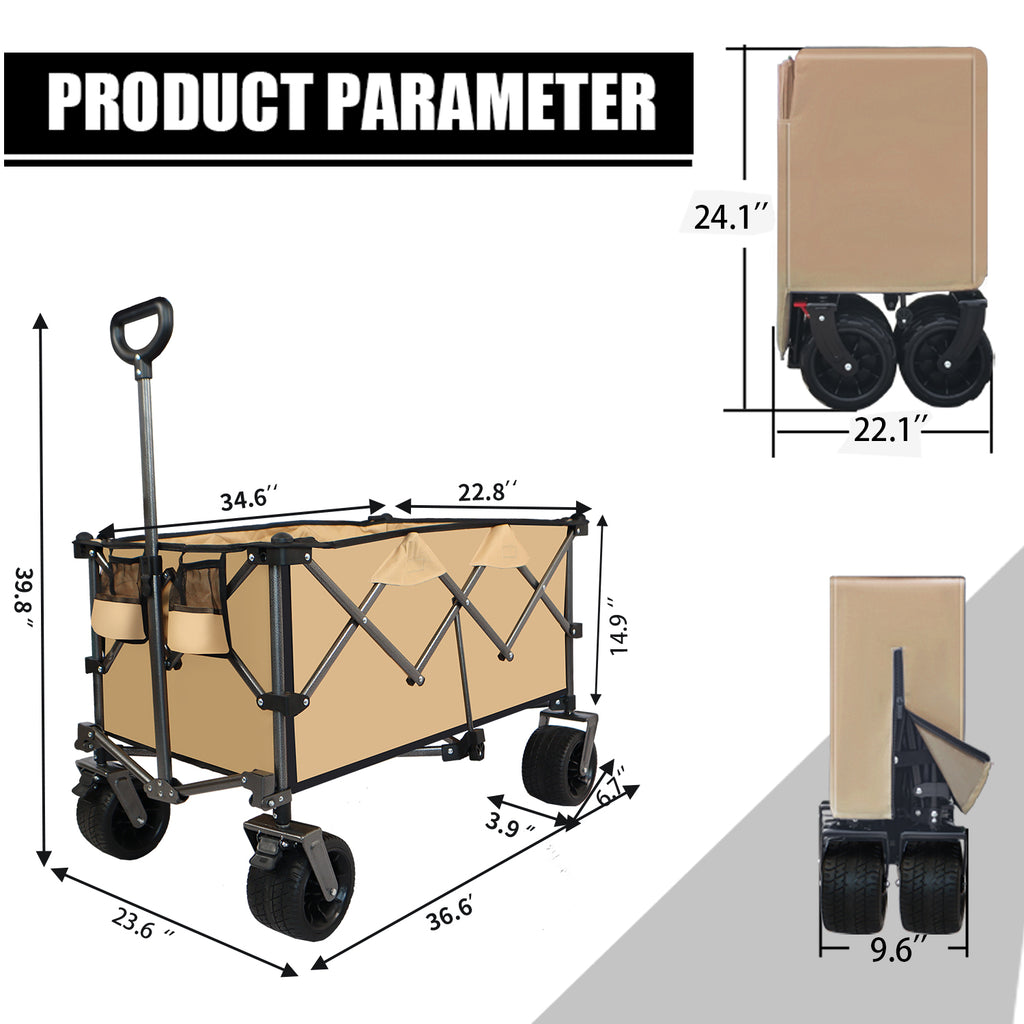 Collapsible Push-Pull Beach Wagon – Grayish Brown