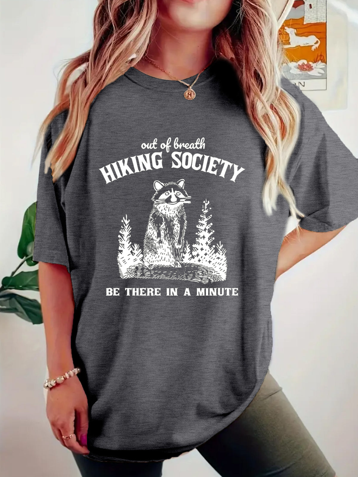 Short sleeved t-shirt printed with HIKING pattern