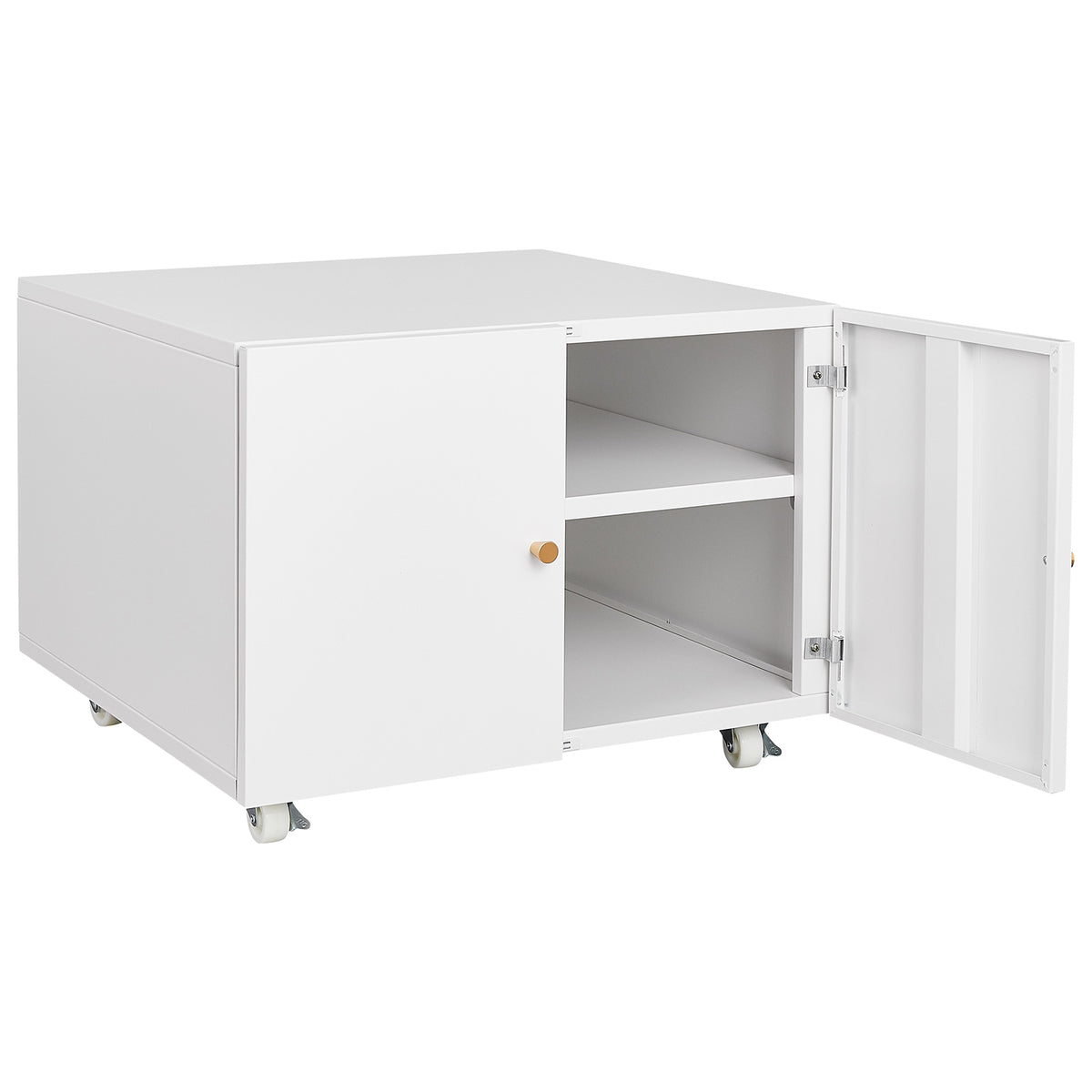 White Mobile Steel Copier Stand Cabinet
