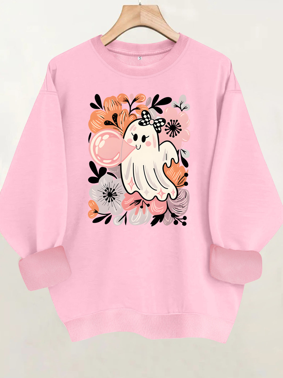Women's Printed Lantern-Sleeve Crewneck Sweatshirt