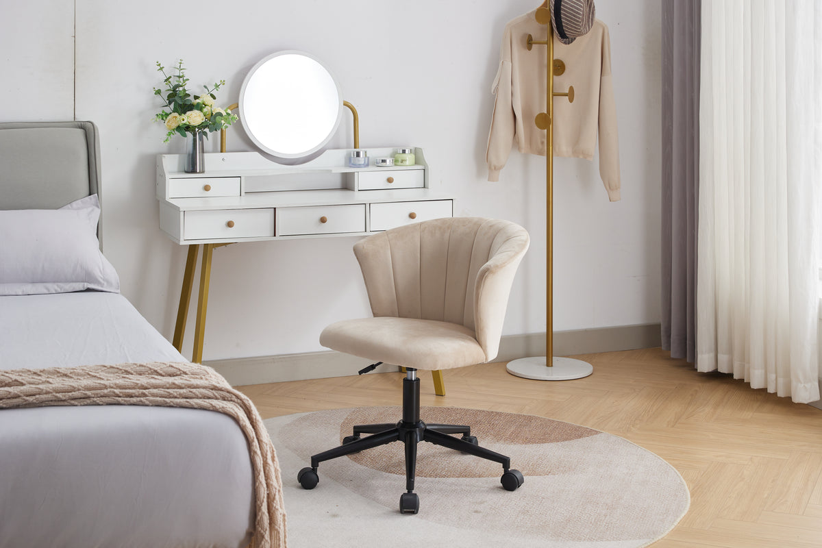 Camel Velvet-Style Swivel Office Chair