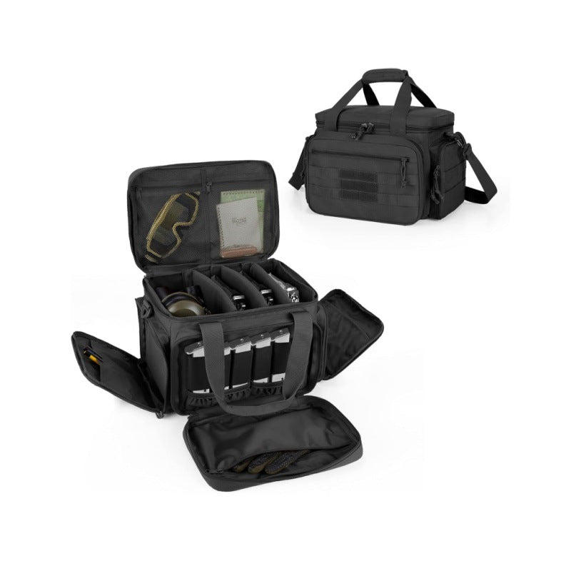 Tactical shoulder shooting bag, padded handgun case for range & hunting, lockable zipper, ammo pockets eprolo