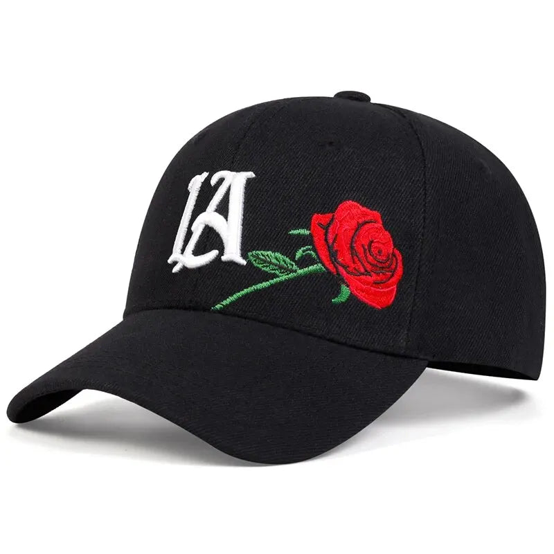 Unisex LA Rose Embroidered Baseball Cap