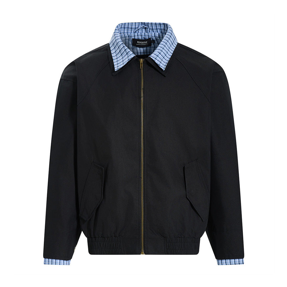 Plaid Color-Block Workwear Jacket – Black or Khaki