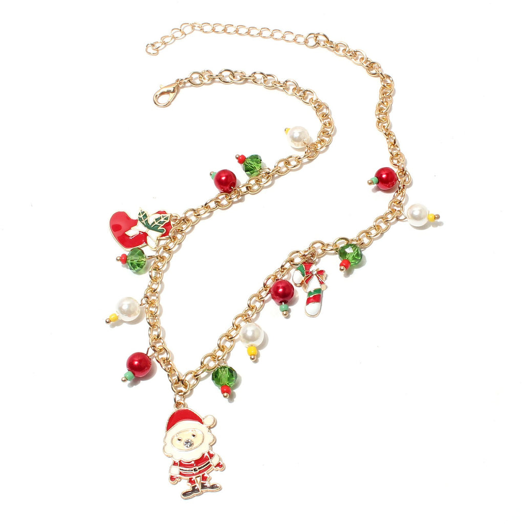 Holiday Necklace Colorful Pearl Christmas Necklace Ornaments