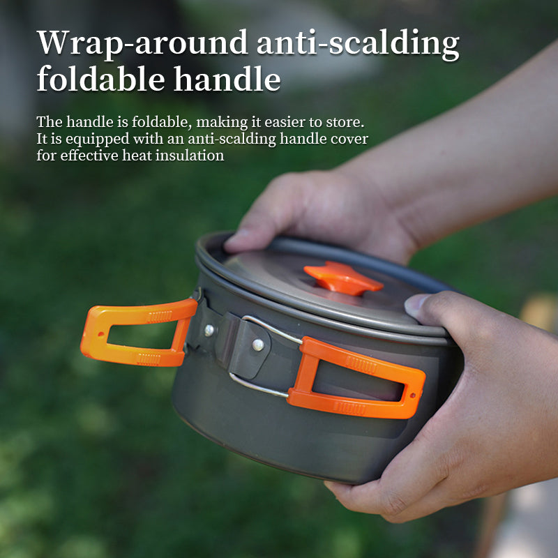 1-3 Person Camping Cookware Set: Light, Portable Pot & Pan in Carrying Bag, Ideal for Outdoor Trips