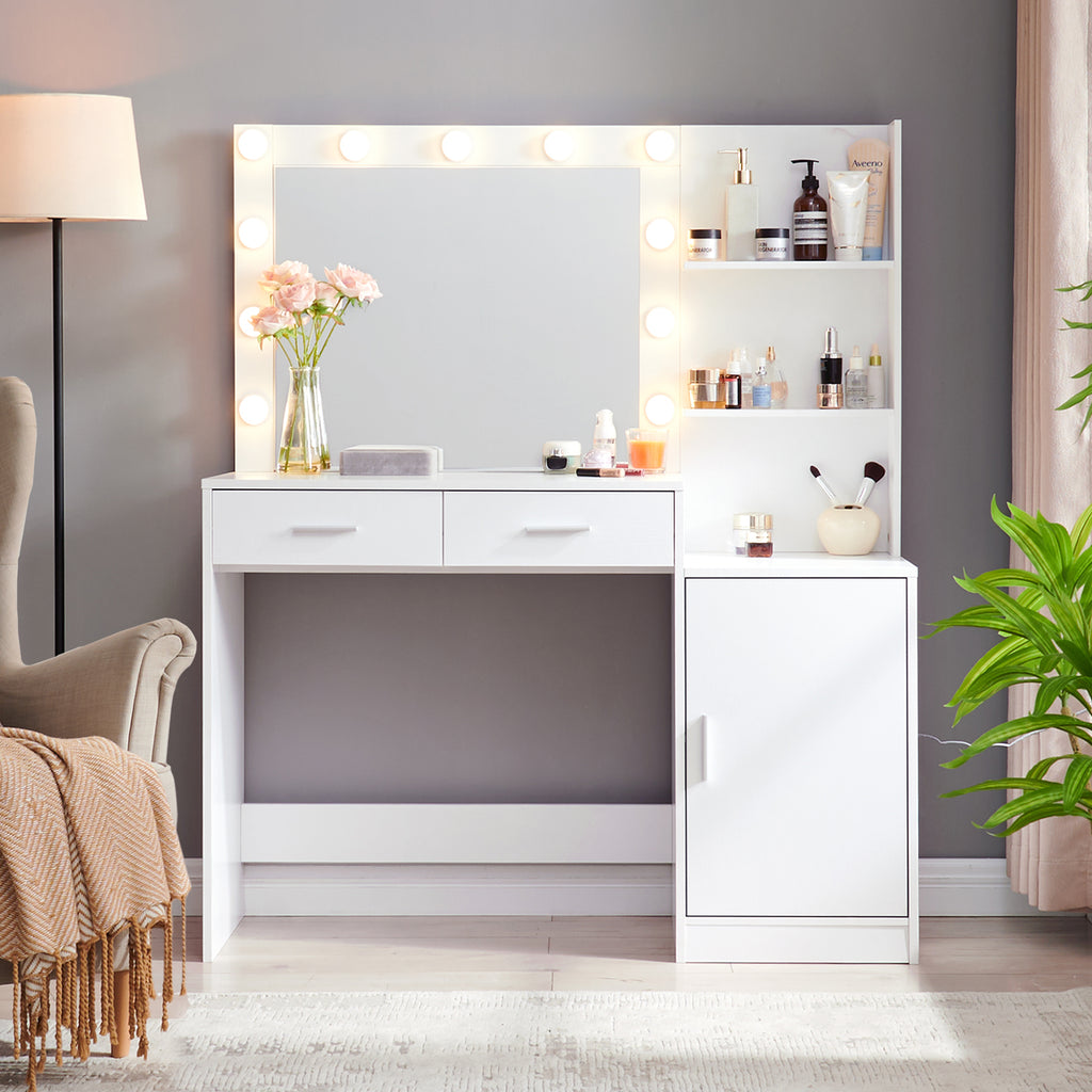 47-inch White Makeup Vanity Desk
