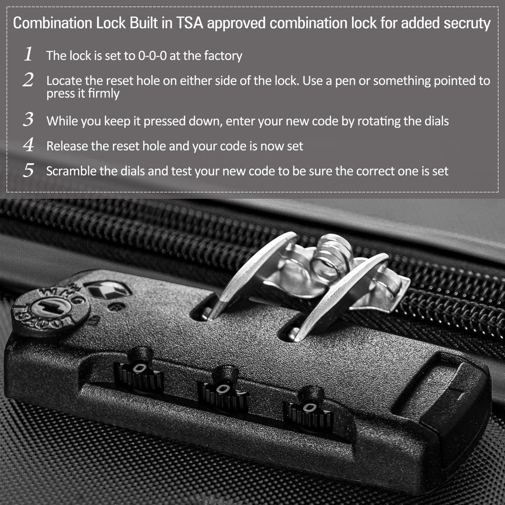 3-Piece Hardside Spinner Luggage Set with TSA Lock – Black