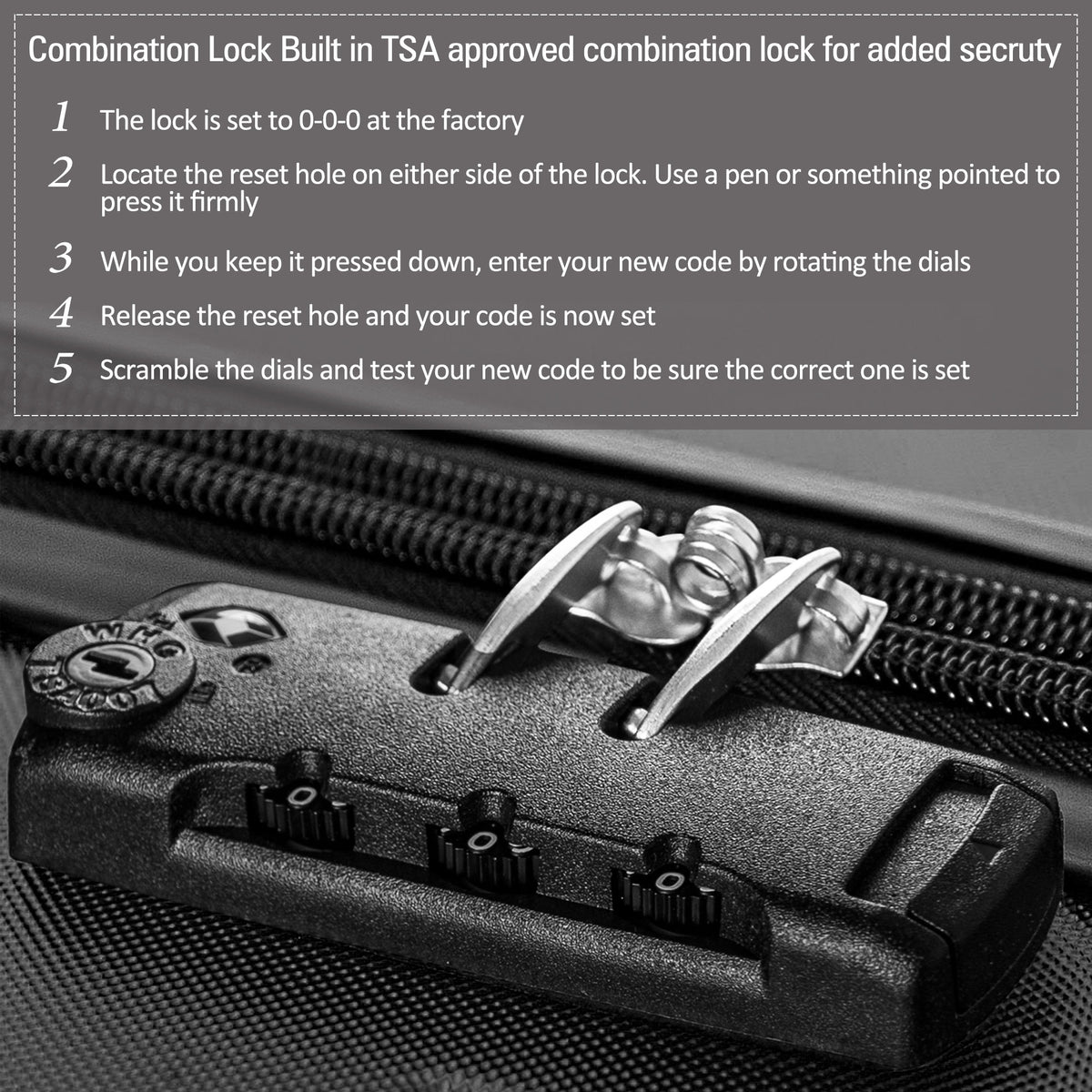 3-Piece Hardside Spinner Luggage Set with TSA Lock – Black