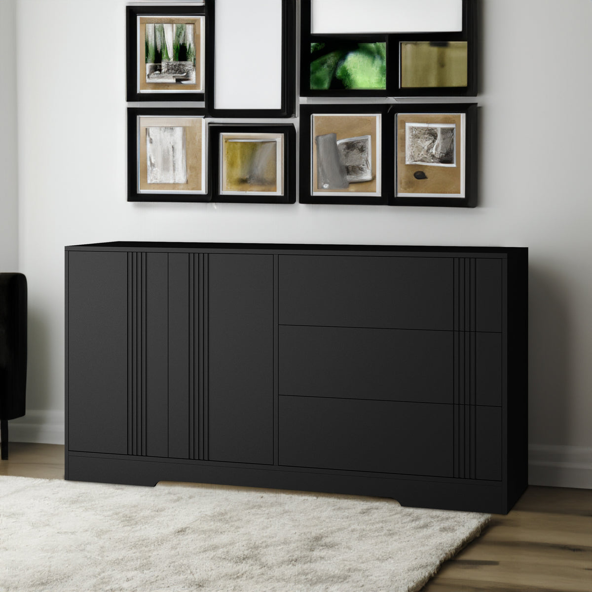 Black Kitchen Sideboard Buffet & Coffee Bar Cabinet