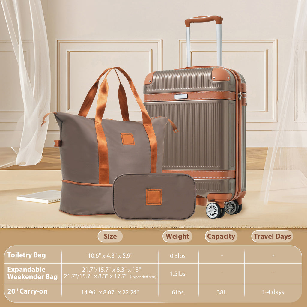 3-Piece Hardshell Spinner Luggage Set with TSA Lock – Copper