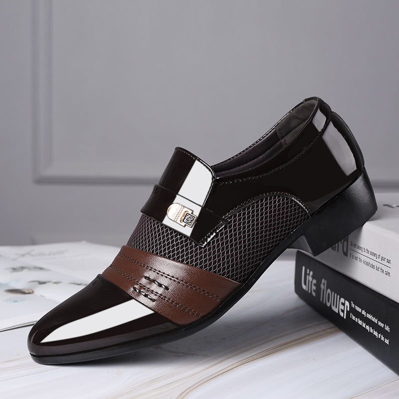 Men's Pointed-Toe PU Business Dress Shoes – Black or Brown