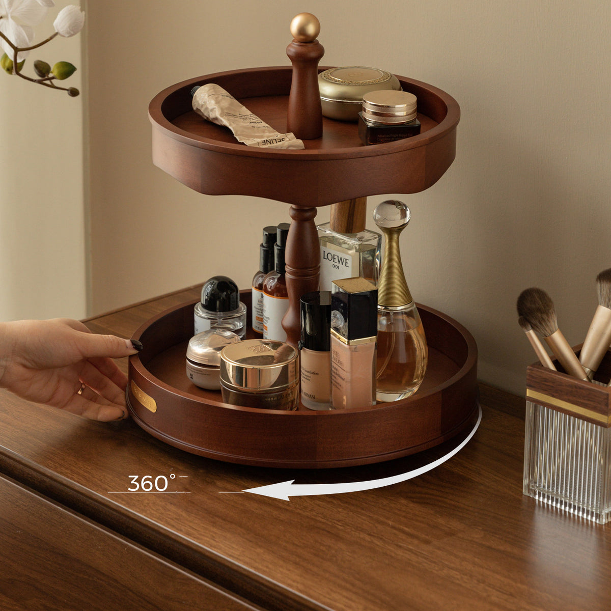 360° Double-Layer Rotating Cosmetic Storage Tray