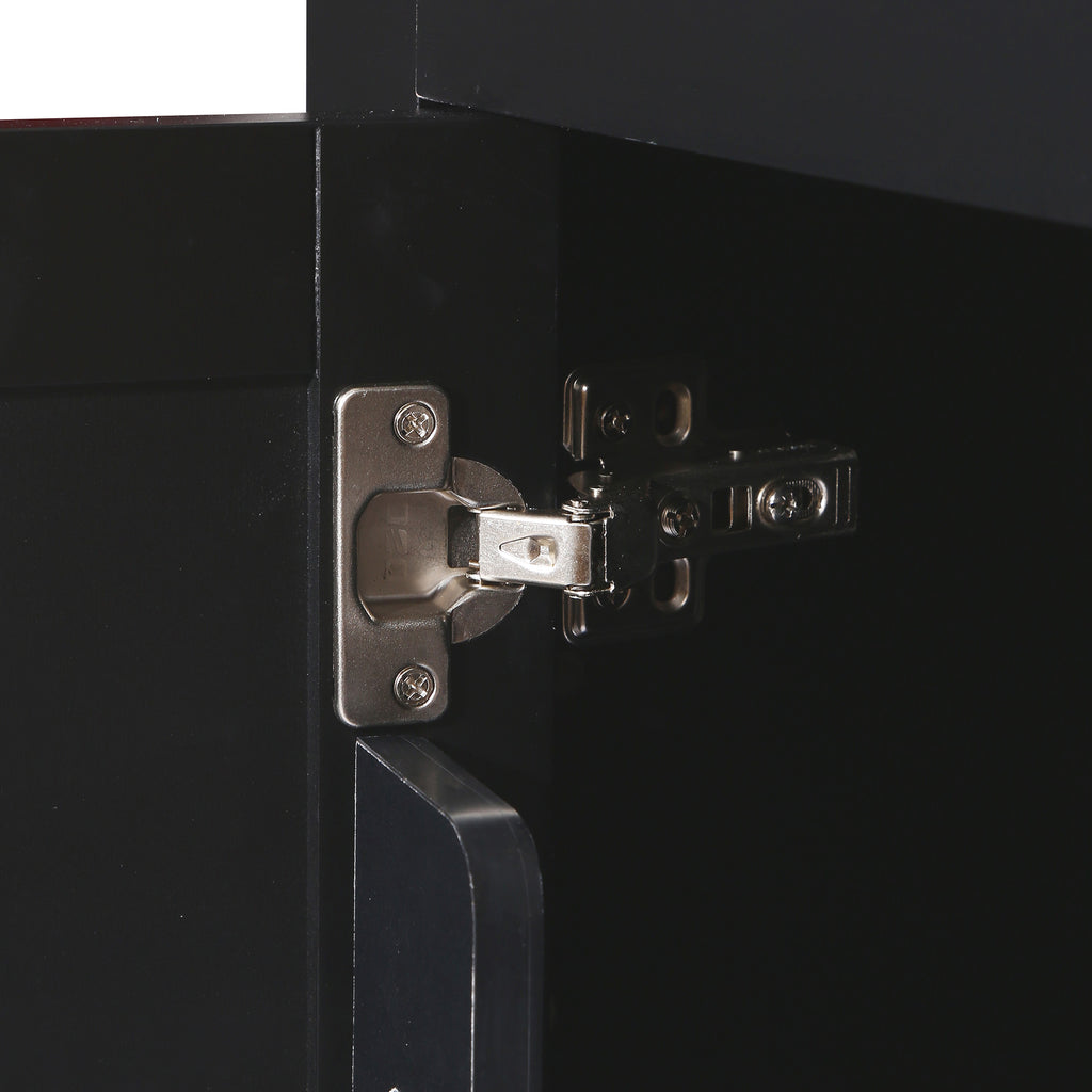 Black Rolling Kitchen Island with Drop-Leaf Top & Storage