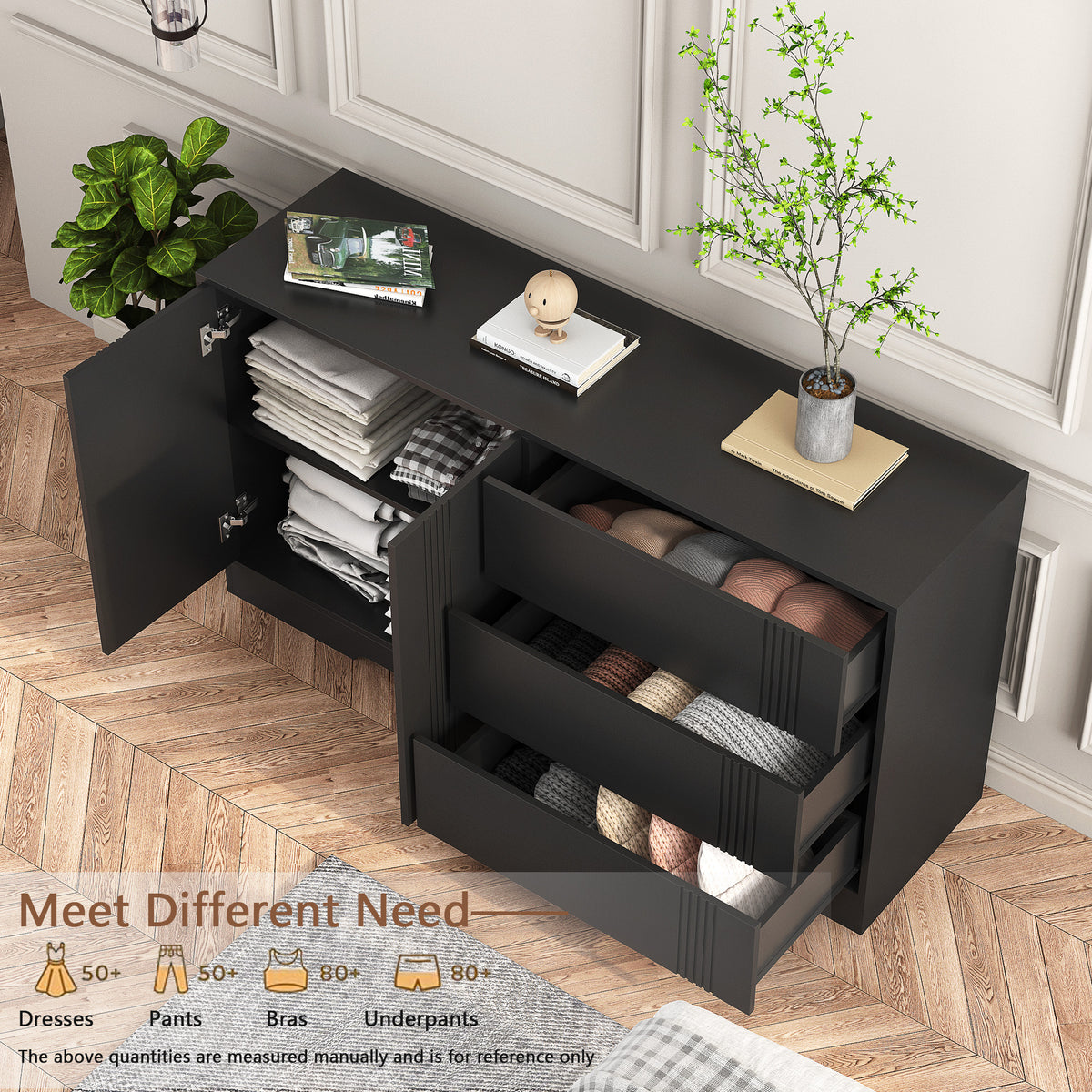 Black Kitchen Sideboard Buffet & Coffee Bar Cabinet