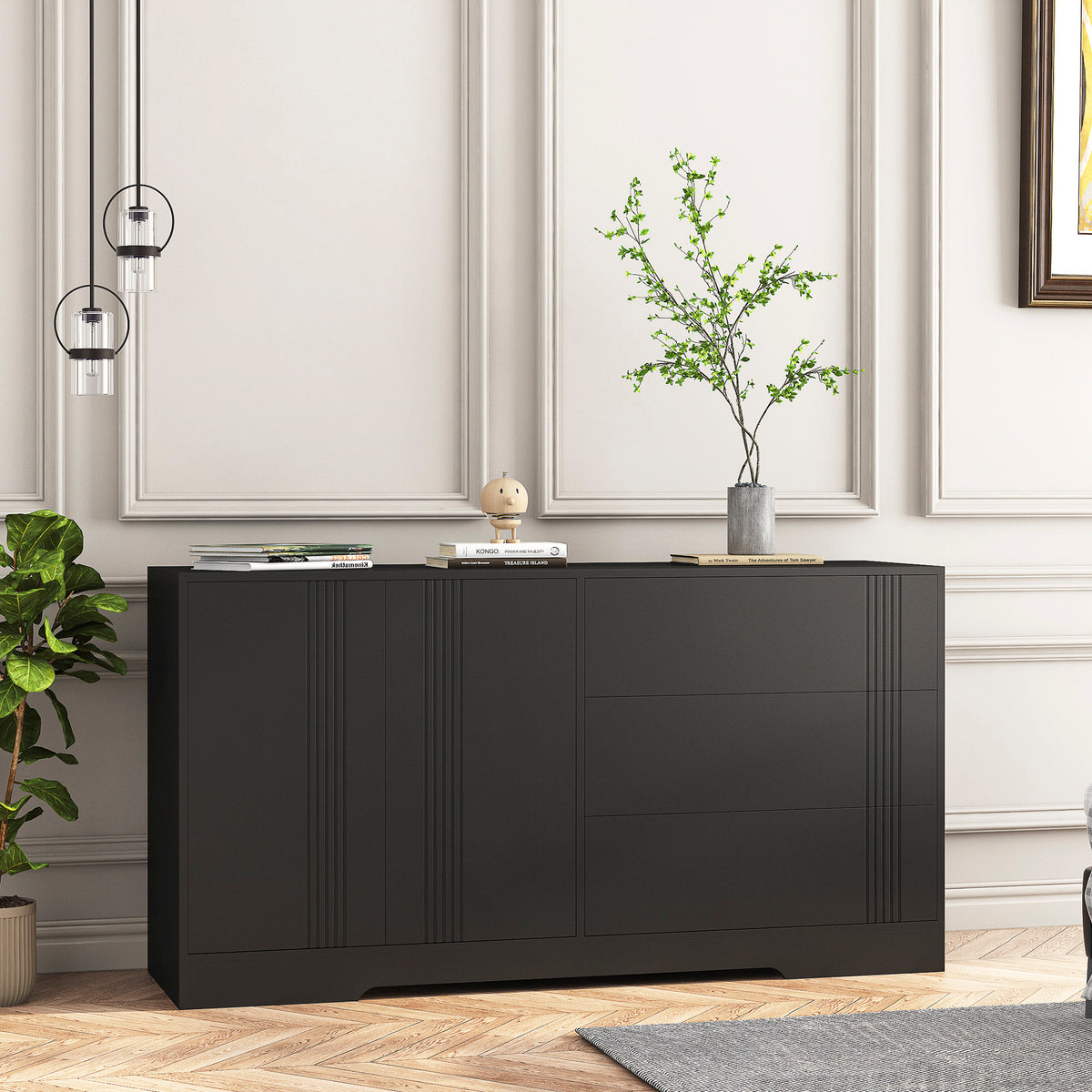 Black Kitchen Sideboard Buffet & Coffee Bar Cabinet