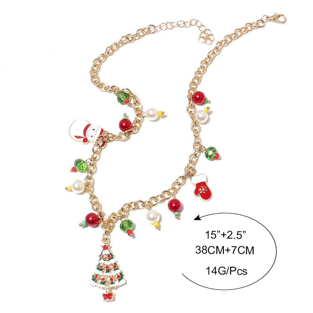 Holiday Necklace Colorful Pearl Christmas Necklace Ornaments