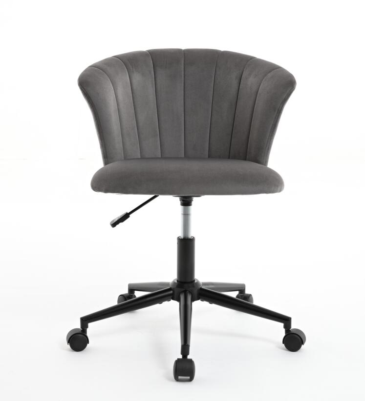 Gray & Black Velvet Swivel Office Chair