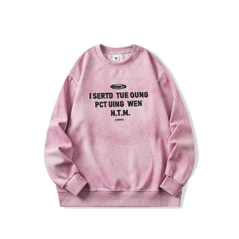 Men's Oversized Dopamine Pink Heavyweight Sweatshirt, Casual Streetwear Pullover for Fall eprolo