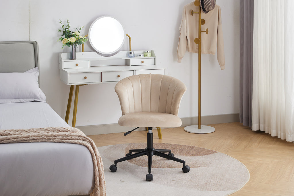 Camel Velvet-Style Swivel Office Chair