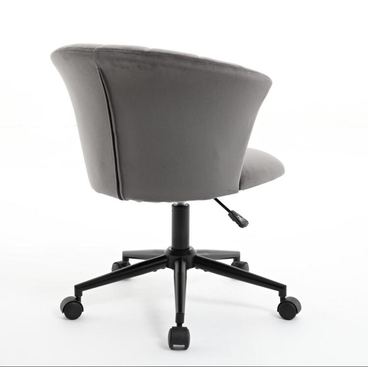 Gray & Black Velvet Swivel Office Chair