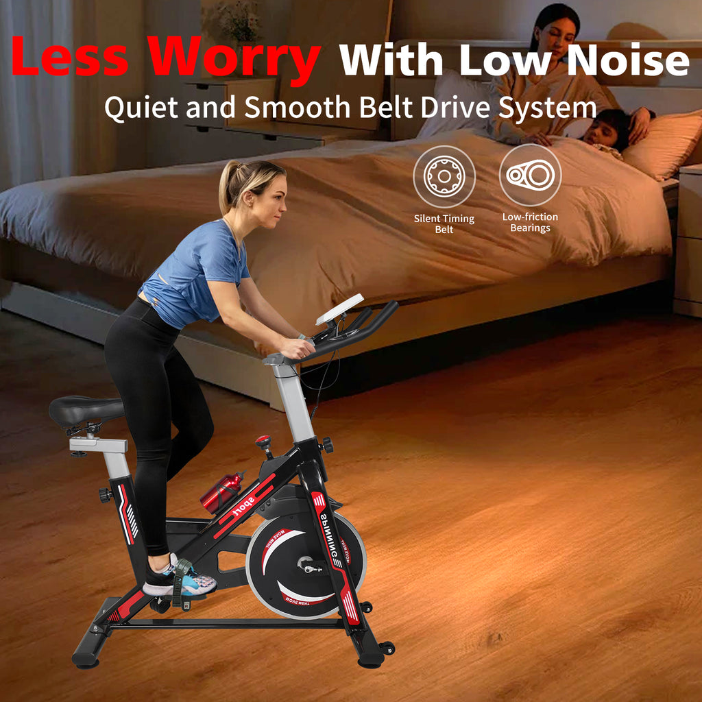 Indoor Cycling Exercise Bike with 30-lb Flywheel – Black/Red