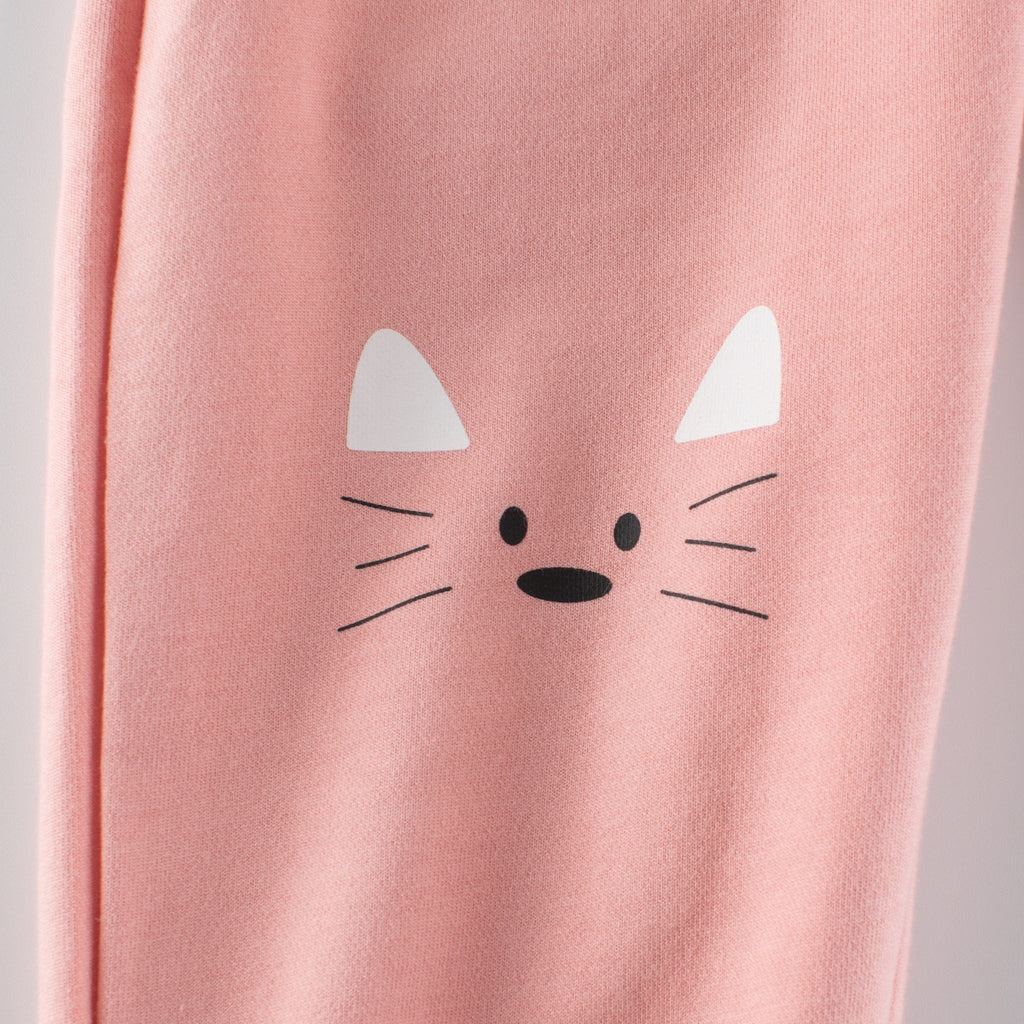 Girls' Pink Cartoon Cotton Jogger Pants