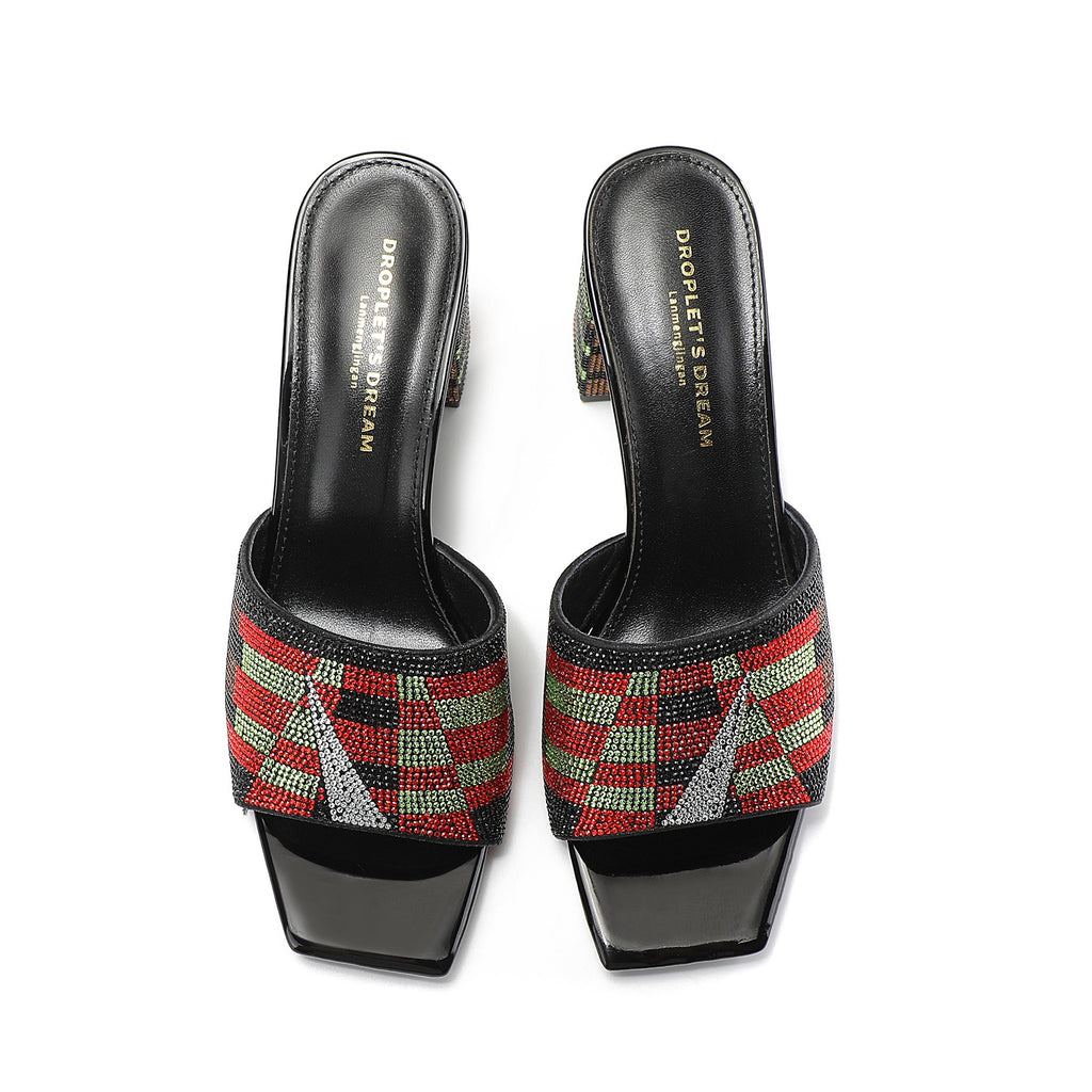 Fashion Crystal Slippers Glittery Shoes Women's Dress Slides Open Toe Casual Beach Shoes