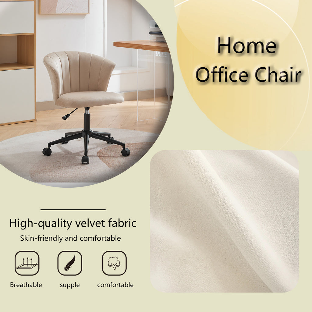 Gray & Black Velvet Swivel Office Chair