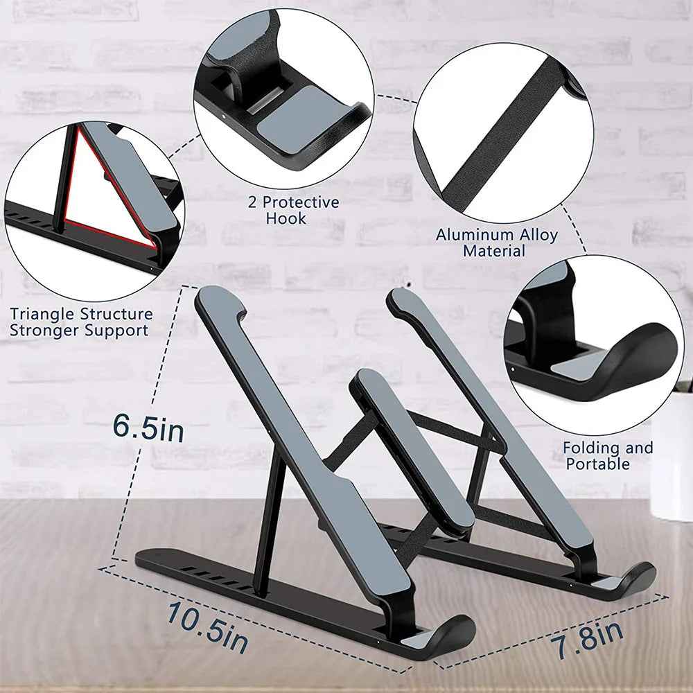 Universal Laptop Stand Adjustable Notebook Holder for Macbook Non-slip Foldable Cooling Base Bracket for Laptop/Tablet/phone