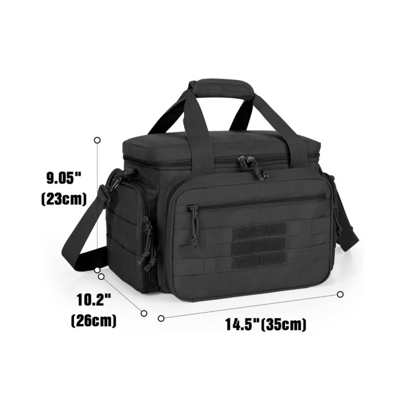 Tactical shoulder shooting bag, padded handgun case for range & hunting, lockable zipper, ammo pockets eprolo