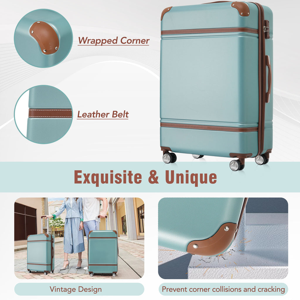 3-Piece Hardshell Spinner Luggage Set with Cosmetic Case – Green