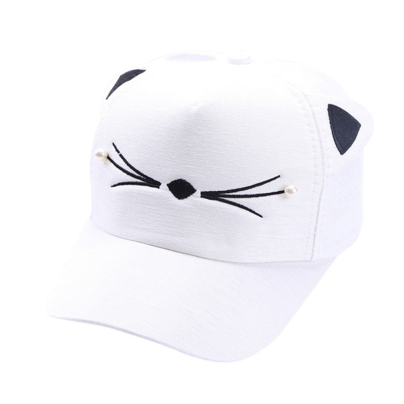 Cartoon Cat Embroidered Baseball Cap – Kids & Adult