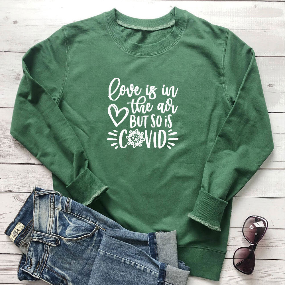 Letter printed round neck hoodie