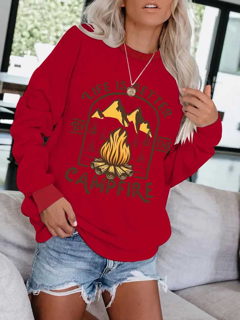Camping Print Pullover Hoodie