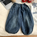 Girls' Cotton Denim Lantern Pants – Blue