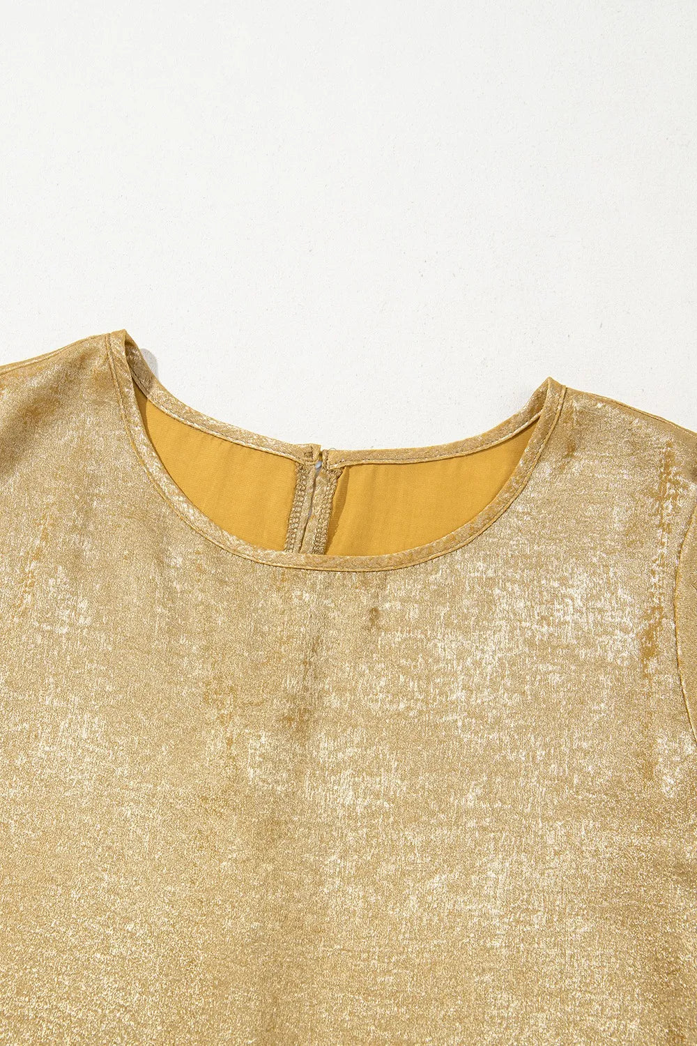 Asymmetrical Ruffle-Sleeve Blouse – Gold