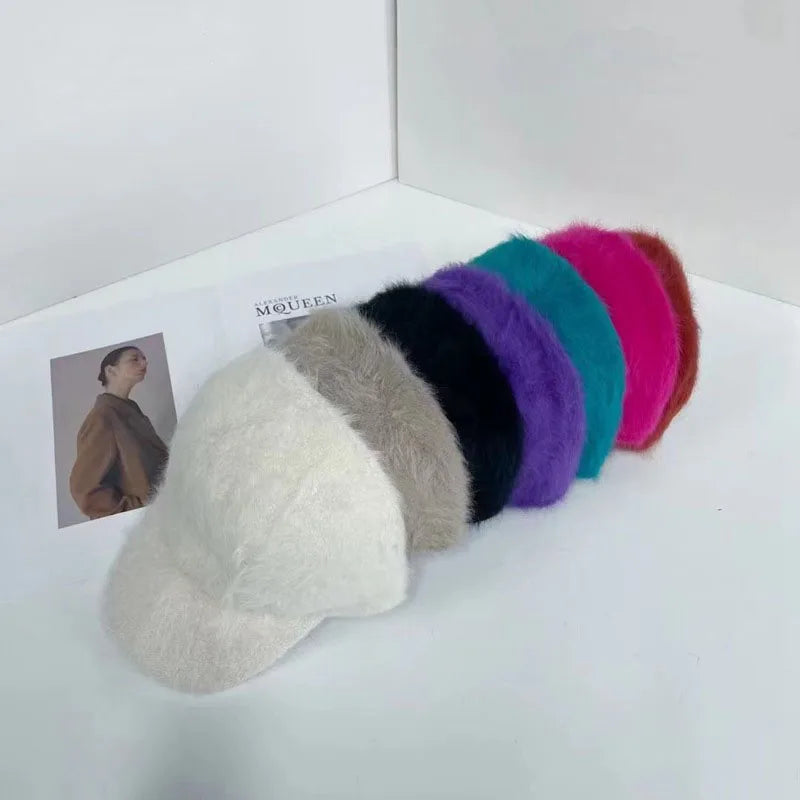 Winter soft imitation fur baseball cap women  Solid color warm baseball caps for women outdoor Casual eprolo