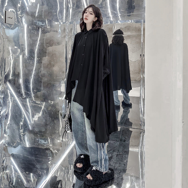 Dark wind bucket canopy shaped shirt skirt women's loose irregular top