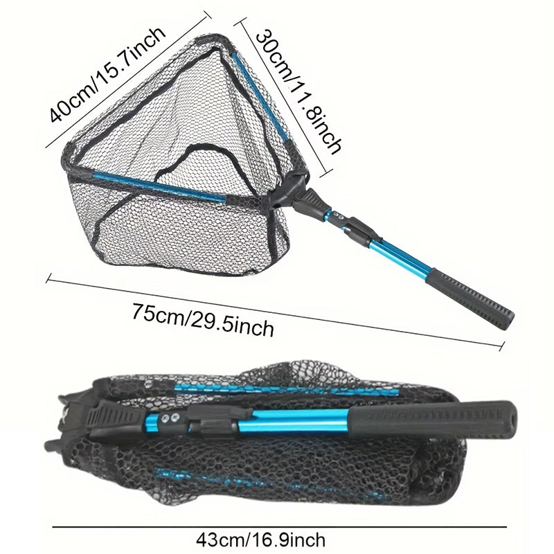 1PC Aluminum Alloy Retractable Triangular Fishing Net – Telescopic Folding Landing Net with Extendable Pole, Portable Collapsibl eprolo