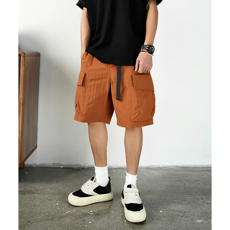 Summer Polyester Workwear Shorts – Navy, Black & Orange