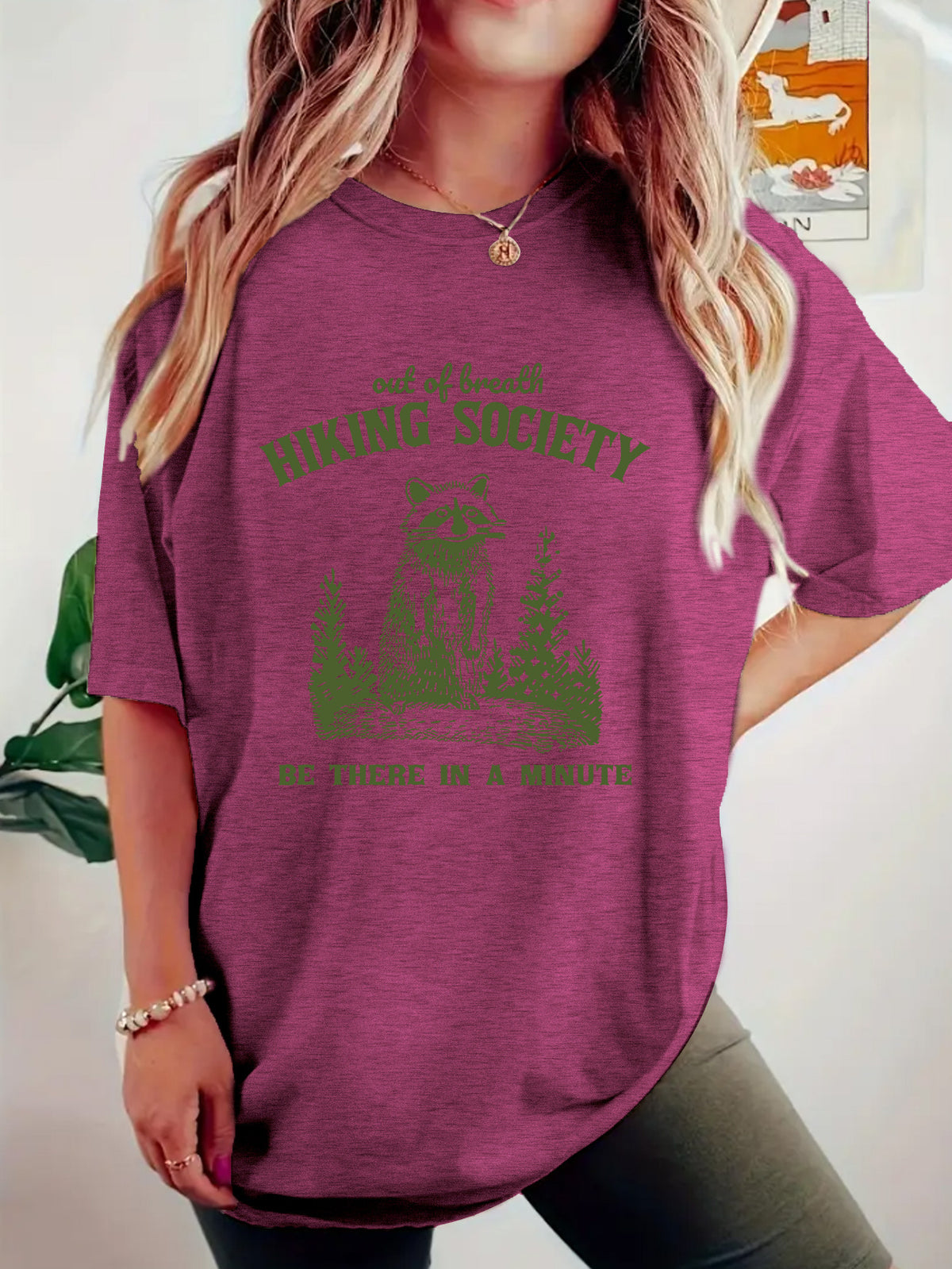 Short sleeved t-shirt printed with HIKING pattern