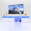 TV console with storage cabinet, 82.6-inch long LED TV stand with 31 mode switching lights (white, suitable for 75/80 inch TVs)