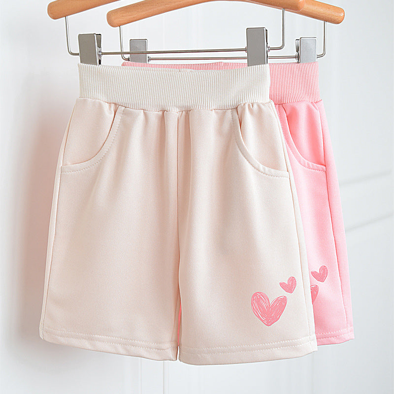 Girls' Cotton Elastic-Waist Summer Shorts