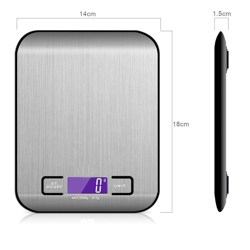 5 kg Digital Stainless-Steel Kitchen Scale – Silver