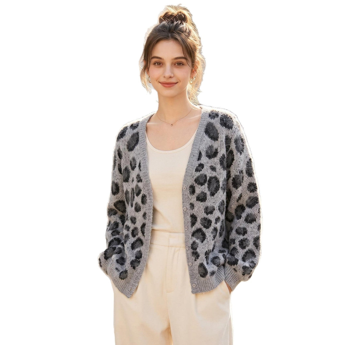 Leopard print V-neck sweater eprolo