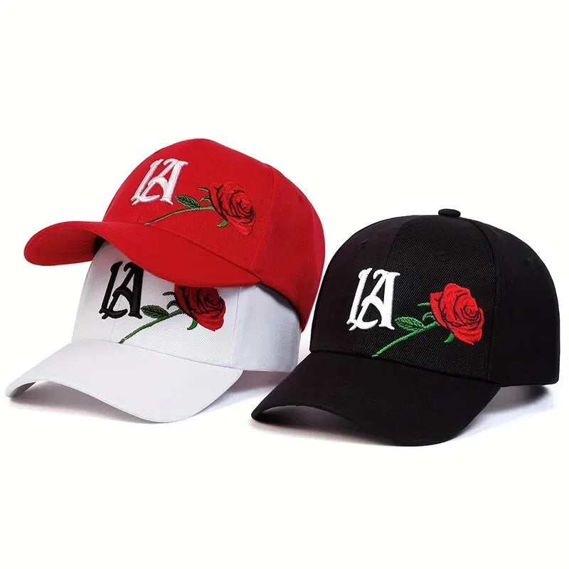 Unisex LA Rose Embroidered Baseball Cap